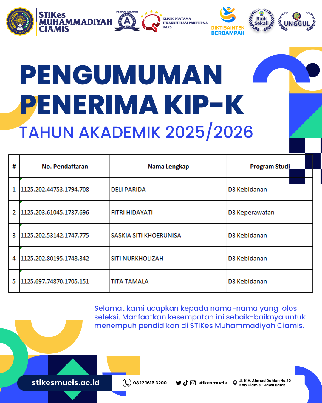Pengumuman Penerima KIP-K 2025/2026