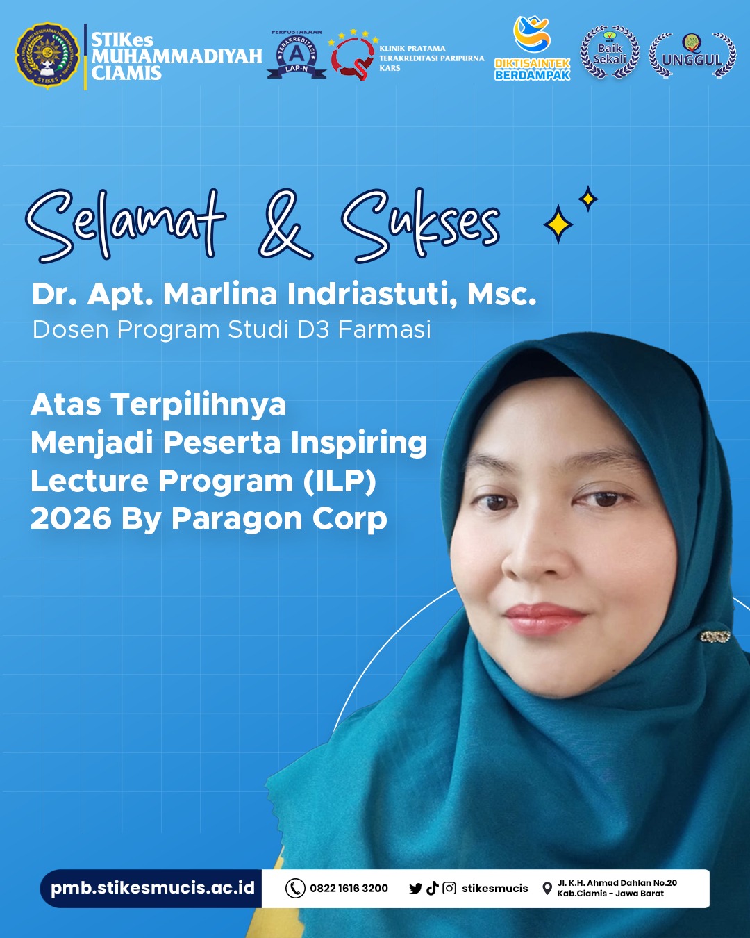 Poster Ucapan Selamat Dr. Marlina Indriastuti Lolos ILP Paragon Corp