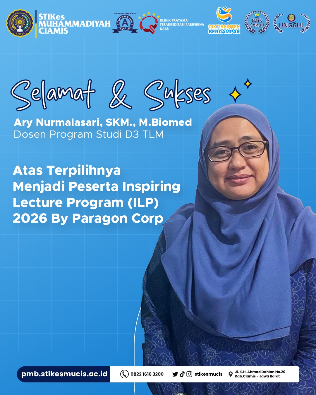 Poster Ucapan Selamat Ary Nurmalasari Lolos ILP Paragon Corp